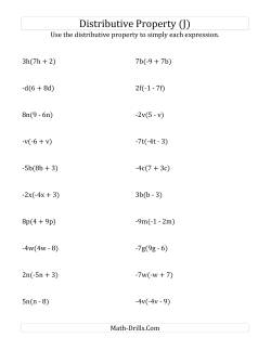 Answers Using algebra  worksheets using Exponents) distributive Property (J (All Include  property Distributive the  The