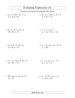 Evaluating Five-Step Algebraic Expressions with Three Variables