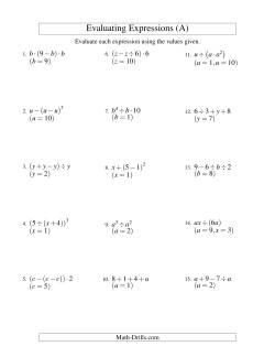 Evaluating Three-step Algebraic Expressions With Two Variables (all 