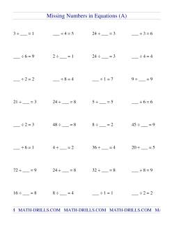 Equations worksheet Worksheet.  (A) (blanks) algebra division Full Division size  Image  Algebra