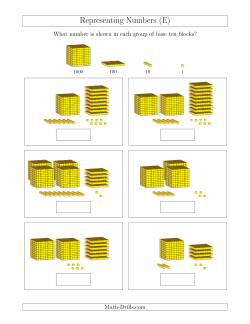 draw the base ten blocks to represent each number