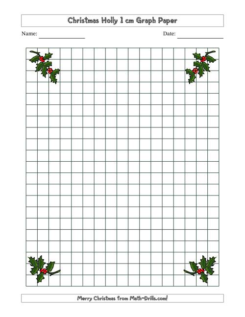 The Christmas Holly 1 cm Graph Paper Math Worksheet