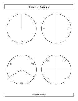 Large Black And White Fraction Circles With Labels (b) Fractions Worksheet