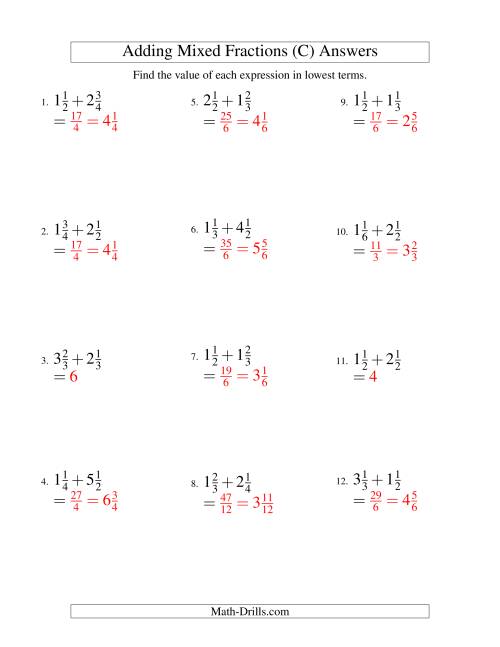 Adding Mixed Fractions Easy Version (C)