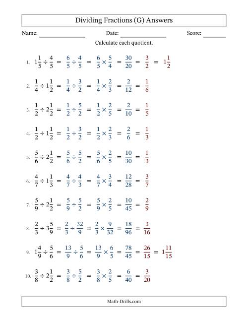 The Dividing Proper and Mixed Fractions with All Simplification (Fillable) (G) Math Worksheet Page 2
