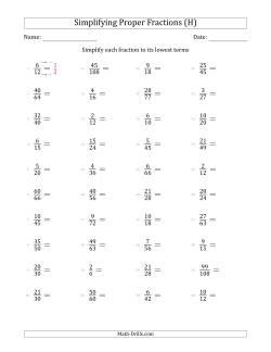 Simplify Proper Fractions to Lowest Terms (Easier Version) (H