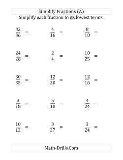 Simplify Proper Fractions to Lowest Terms (Easier Version ...