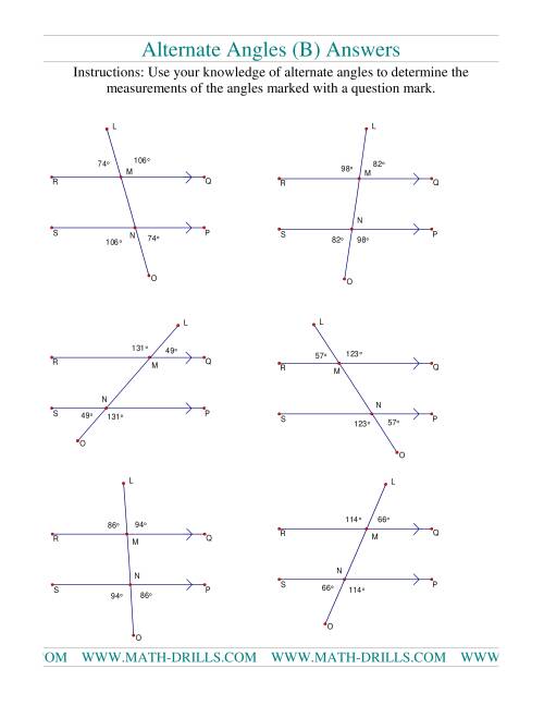 The Alternate Angles (B) Math Worksheet Page 2