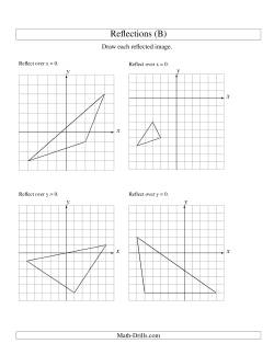 Reflection of 3 Vertices Over the x or y Axis (B) Geometry Worksheet