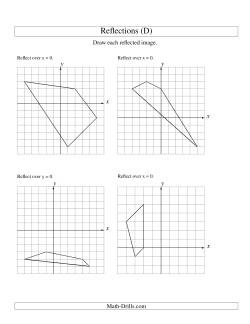 Reflection of 4 Vertices Over the x or y Axis (D) Geometry Worksheet