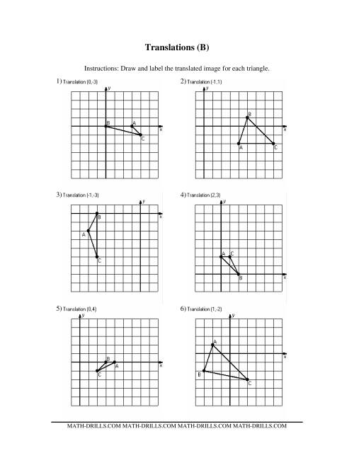 Geometry Translations Worksheet