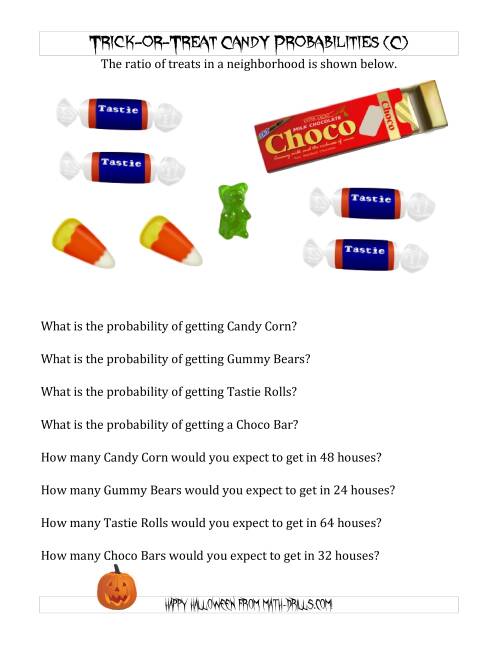The Trick-or-Treat Candy Probabilities and Predictions (C) Math Worksheet