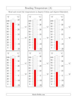 Reading Temperatures From Thermometers (All) Measurement Worksheet