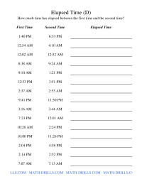 worksheet One Worksheet The  Measurement Minute (D) intervals  Elapsed Time  Intervals time