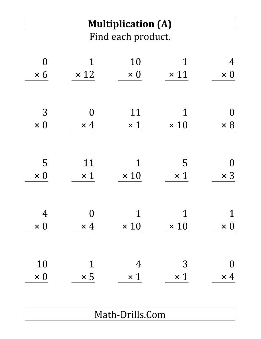 Multiplying 1 to 12 by 0 and 1 (LP)