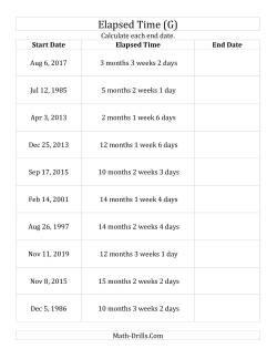 Image  Full and Worksheet. Time Days, Months size time months worksheets days Time (G) Weeks in