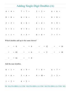 Adding Doubles -- Single-Digit Only