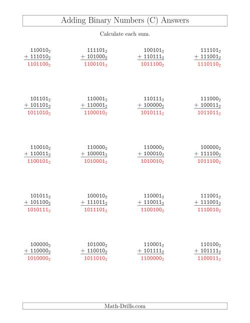 Adding Binary Numbers (Base 2) (C)