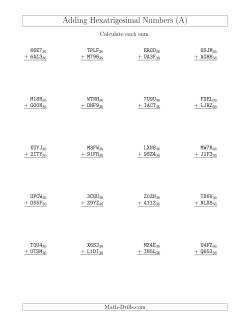 Adding Hexatrigesimal Numbers (Base 36)