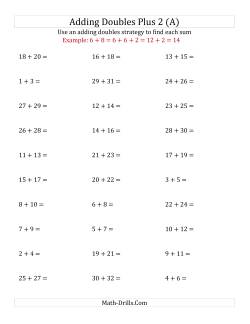 Adding Doubles Plus 2 (Large Numbers)