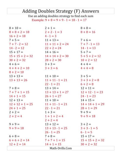 The Adding Doubles Mixed Variations (Medium Numbers) (F) Math Worksheet Page 2