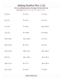 Adding Doubles Plus 1 (Medium Numbers)