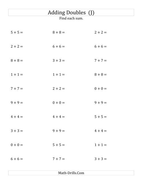 The Adding Doubles (Small Numbers) (J) Math Worksheet