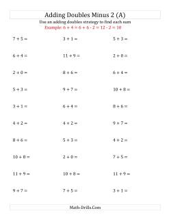 Adding Doubles Minus 2 (Small Numbers)