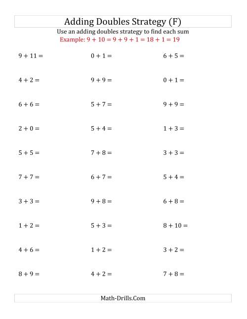 The Adding Doubles Mixed Variations (Small Numbers) (F) Math Worksheet