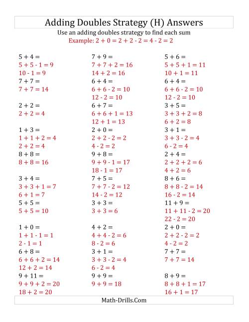 The Adding Doubles Mixed Variations (Small Numbers) (H) Math Worksheet Page 2