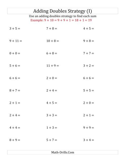 The Adding Doubles Mixed Variations (Small Numbers) (I) Math Worksheet