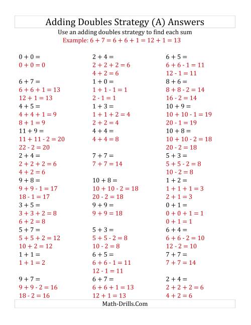 The Adding Doubles Mixed Variations (Small Numbers) (All) Math Worksheet Page 2