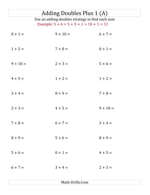 Doubles And Near Doubles Addition Worksheet