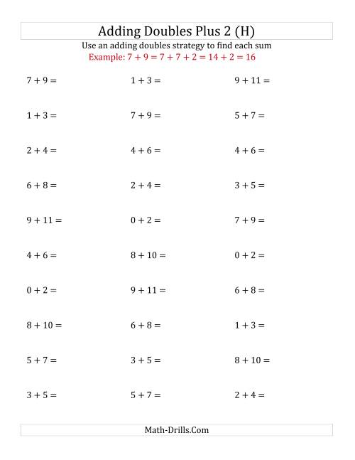 The Adding Doubles Plus 2 (Small Numbers) (H) Math Worksheet