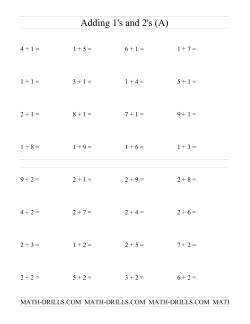 Single Digit Addition -- Adding Ones and Twos