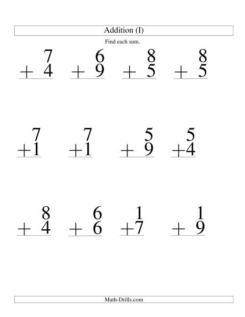 Single-Digit Addition -- 9 Questions (I)