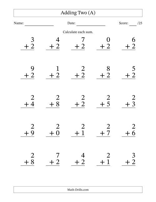 The 25 Adding Twos Questions (All) Math Worksheet