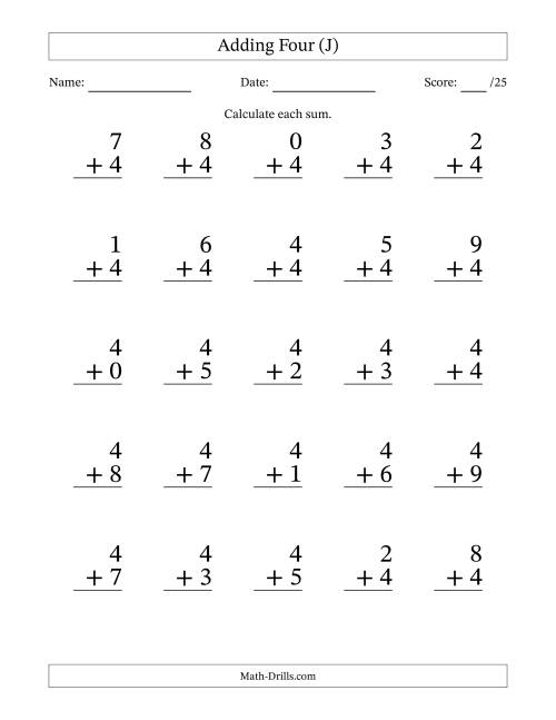 25 Adding Fours Questions (J)