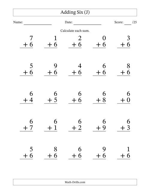 25 Adding Sixes Questions (j)