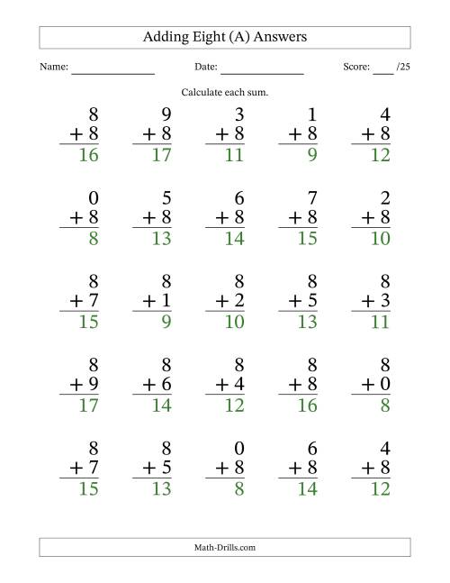 25 Adding Eights Questions (A)