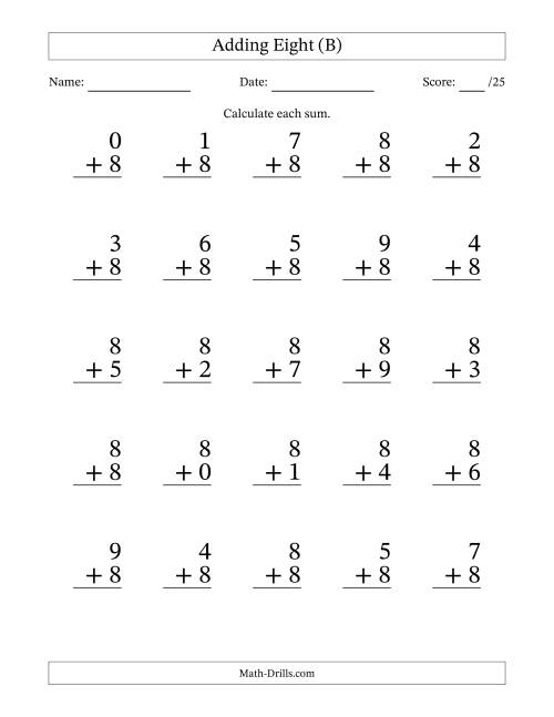 25 Adding Eights Questions (B)