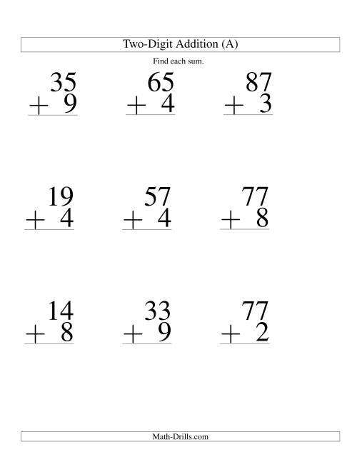 Two Digit Plus One Digit Addition Without Regrouping Worksheets