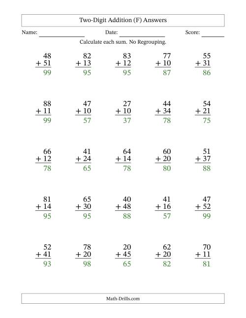 2-Digit Plus 2-Digit Addition with NO Regrouping (F)