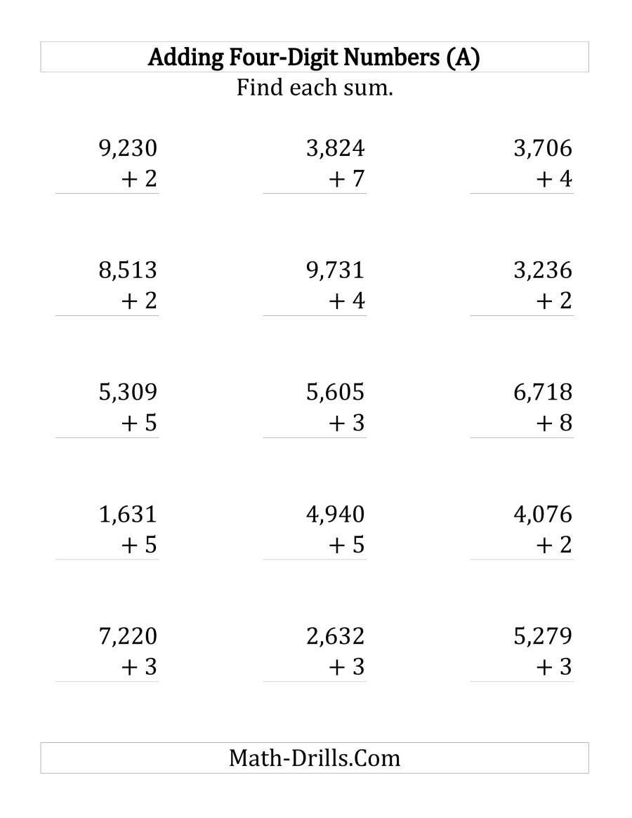 Adding Four-Digit and One-Digit Numbers (LP)