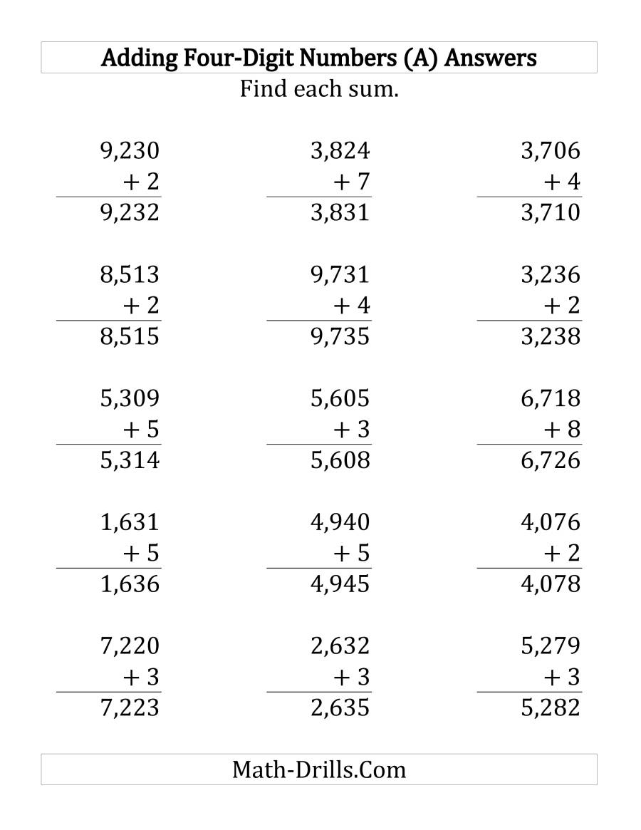 Adding Four-Digit and One-Digit Numbers (LP)