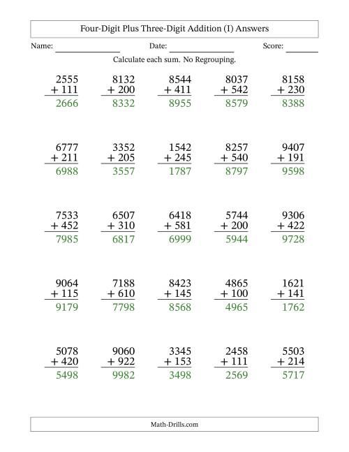 4 digit plus 3 digit addition with no regrouping i
