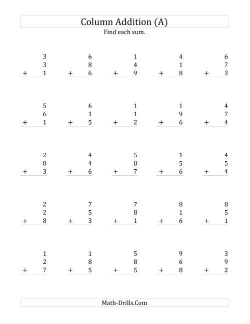 Grade 1 Math Worksheet Add 3 Single Digit Numbers K5 Learning Adding 3 Single Digit Numbers