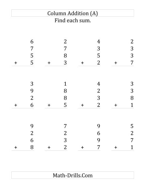 Adding Four One-Digit Numbers (Large Print)