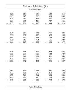 Adding Five Three-Digit Numbers