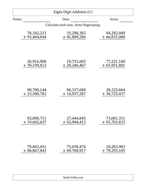 8-digit Plus 8-digit Addition With Some Regrouping With Comma-separated 